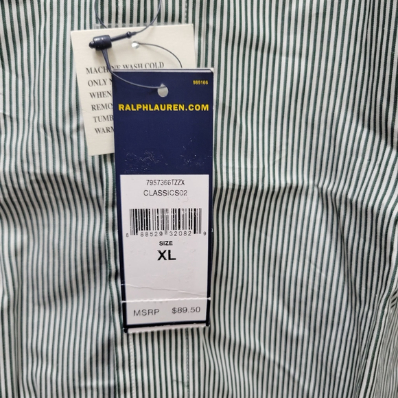 Ralph Lauren Men's Long-Sleeves Green Stripes Button Down Shirt Size XL NWT $89 - Picture 7 of 7